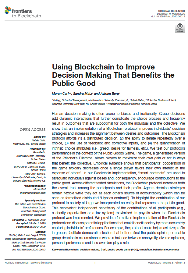 Original paper image for BLOCKCHAIN FOR DECISION MAKING